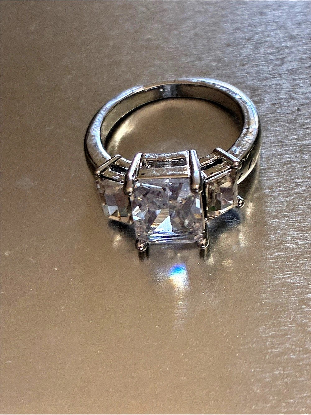Clear Stone Silver-Tone Ring